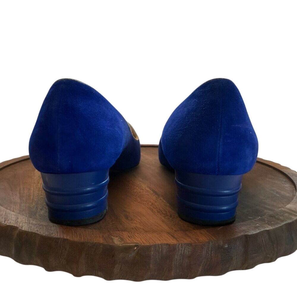 Vesba Cobalt Blue Suede Embroidered Loafers Low Heel EU 41 US 9.5 - Picture 4 of 16